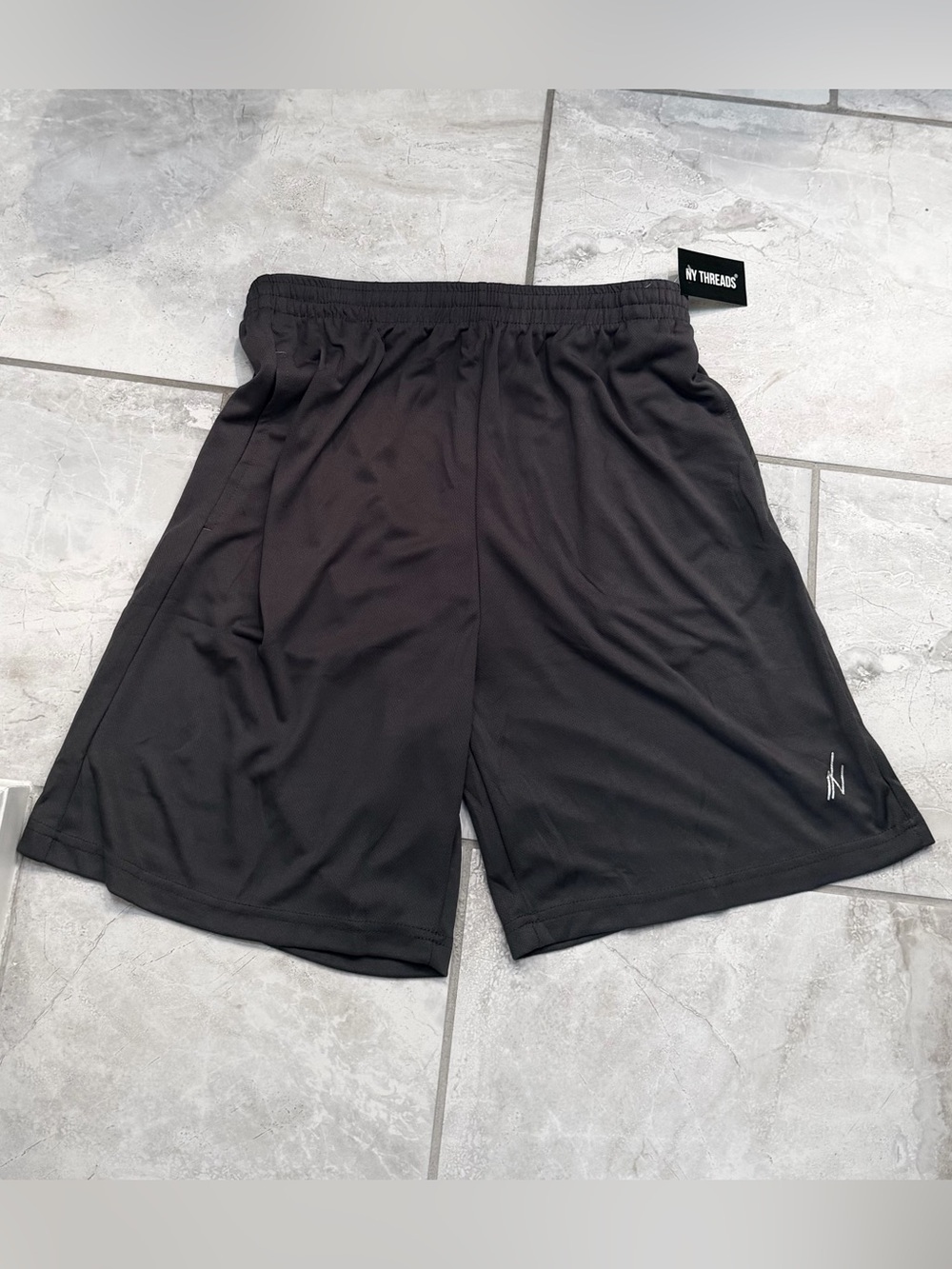 NWT MEN’S NY THREADS Performance Men's L Slate Gray Athletic Drawstring Shorts